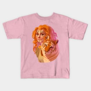 Celtic woman with tiger Kids T-Shirt